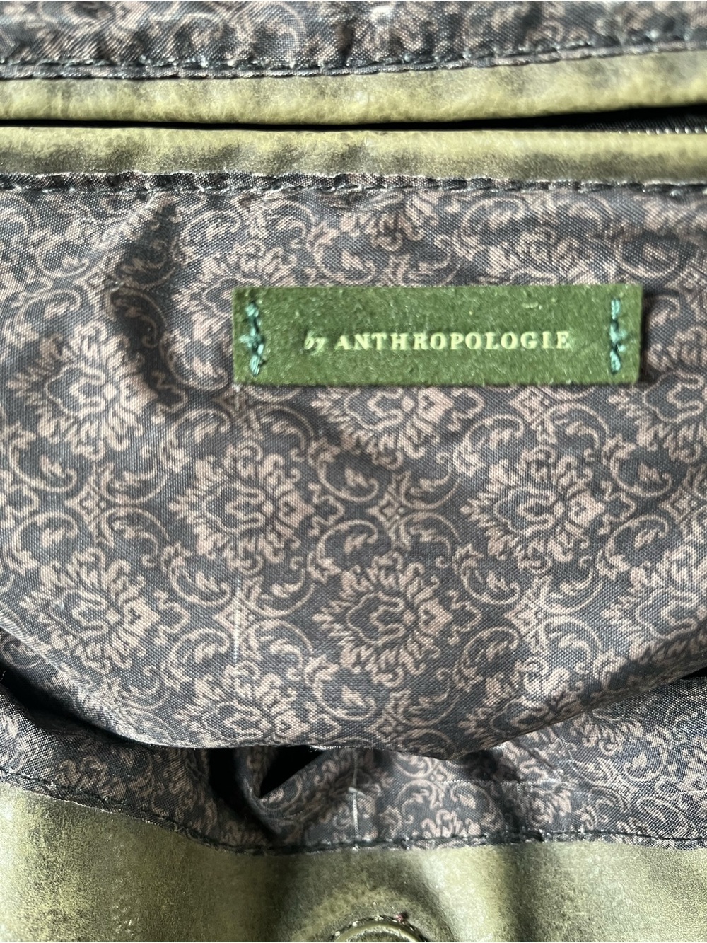 Anthropologie Green and Gray Patterned Shoulder Bag